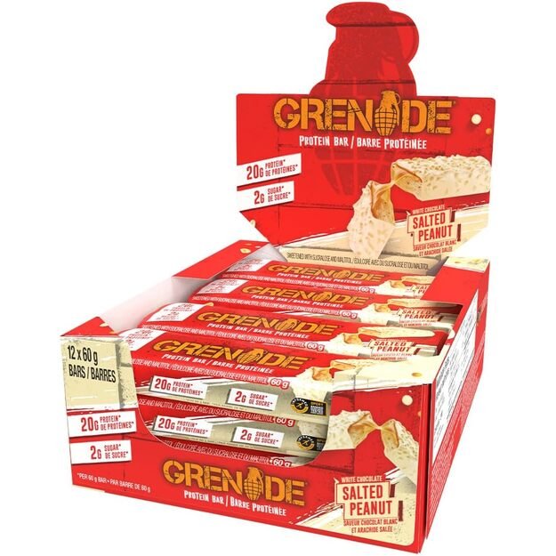 Grenade Protein bar White Chocolate Salted Peanut 12 vnt x 60 gr 