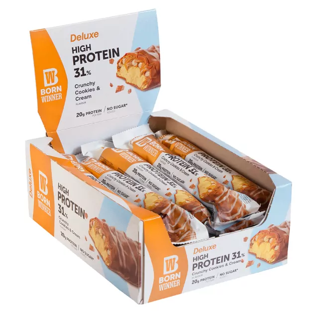 Born Winner Deluxe protein bar Crunchy cookies and cream 12 vnt X 64g