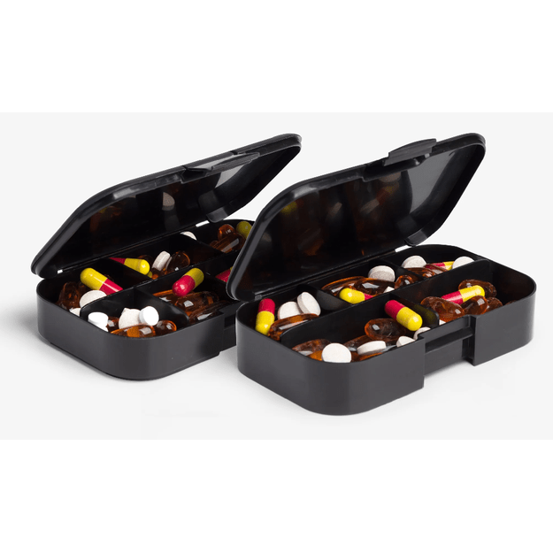 Pill Box Organizer Black 7 + 5 Storage Compartments