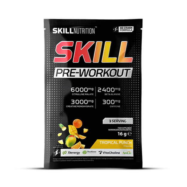 Skill Nutrition Skill Pre-Workout, Tropical Punch - 16 g (1 porcija)