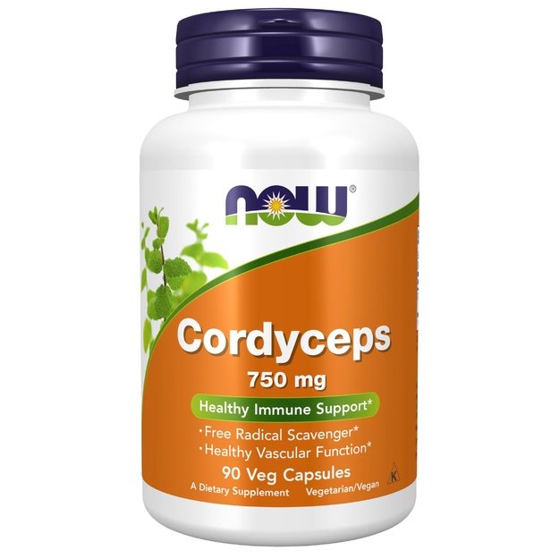 NOW Foods Cordyceps 750 mg, 90 augalinių kapsulių