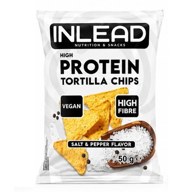 Inlead High Protein Tortilla Chips 50 g Salt Papper
