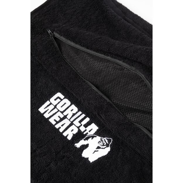 Gorilla Wear Zip Pocket Gym Towel - Black rankšluostis 50cm x 100cm