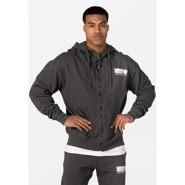Gorilla Wear Classic Oversized Zipped Hoodie - Dark Gray Melange