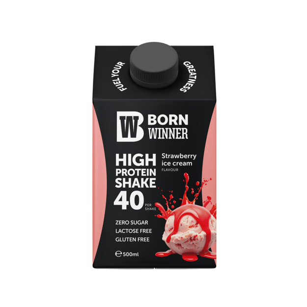Born Winner Protein Shake – Strawberry Ice Cream 500 ml