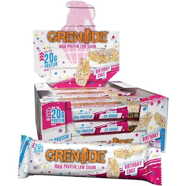 Grenade Protein bar Birthday Cake 12 vnt x 60 gr 