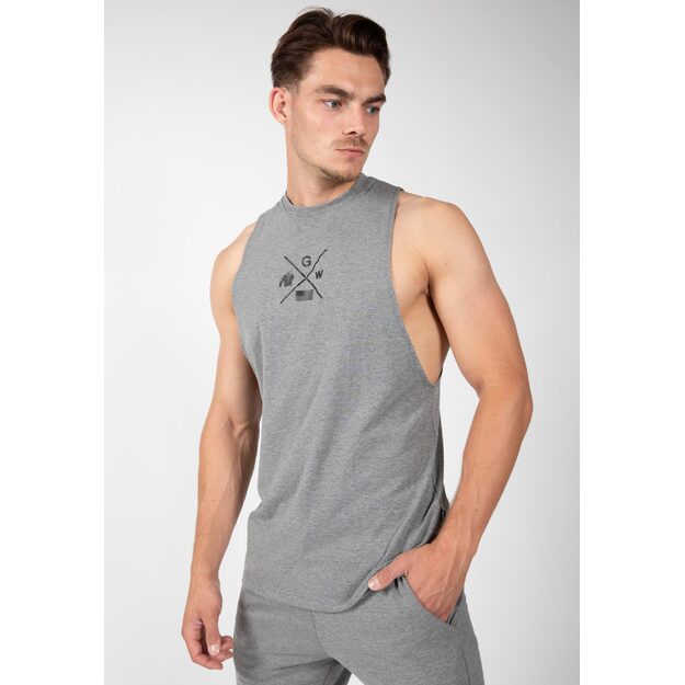GORILLA WEAR Canotta Classica Uomo - Grigia Con Logo Stampato Sul Petto - Tessuto Resistente Per Palestra E Tempo Libero