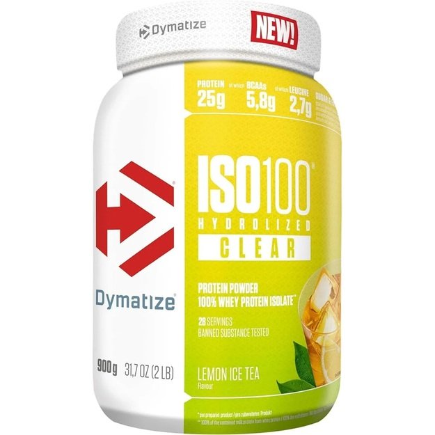 Dymatize ISO 100 Hydrolyzed Clear Whey protein 900g (Lemon)