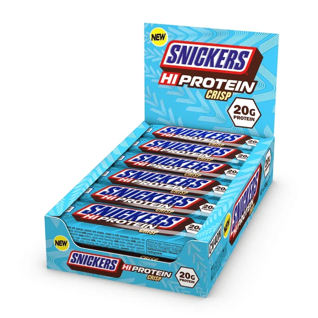 Snickers Chocolate Crisp High Protein 55 g – baltyminių batonėlių dėžutė