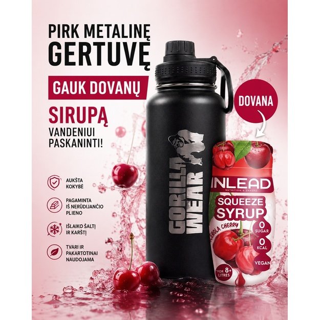 Insulated Stainless Steel Water Bottle 1000ML + Syrup