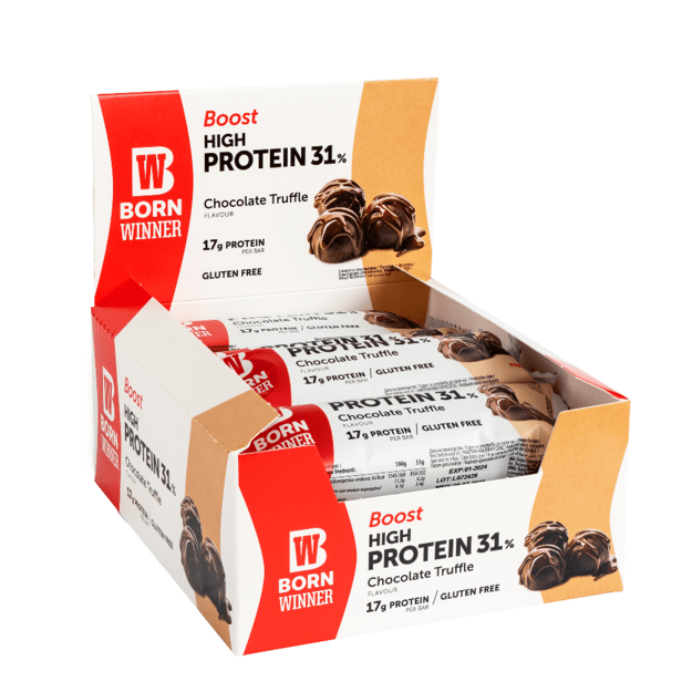 Born Winner Boost protein bar Chocolate Truffel 12 vnt x 55 gr