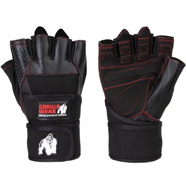 Gorilla Wear Dallas Wrist Wraps Gloves - Black/Red Stitched