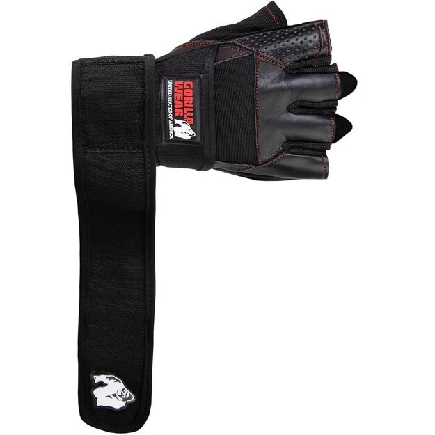 Gorilla Wear Dallas Wrist Wraps Gloves - Black/Red Stitched