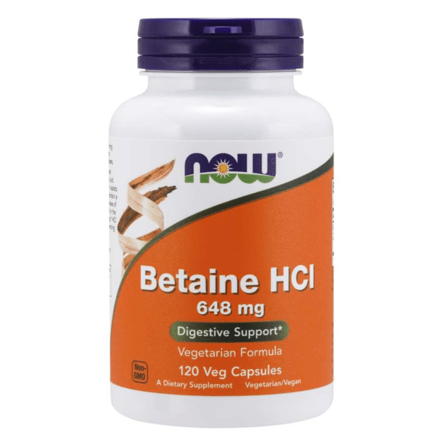 Now Foods Betaine HCl 648 mg 120 vcaps 
