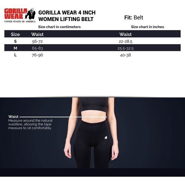Gorilla Wear 4 Inch Women's Lifting Belt - Black/Red