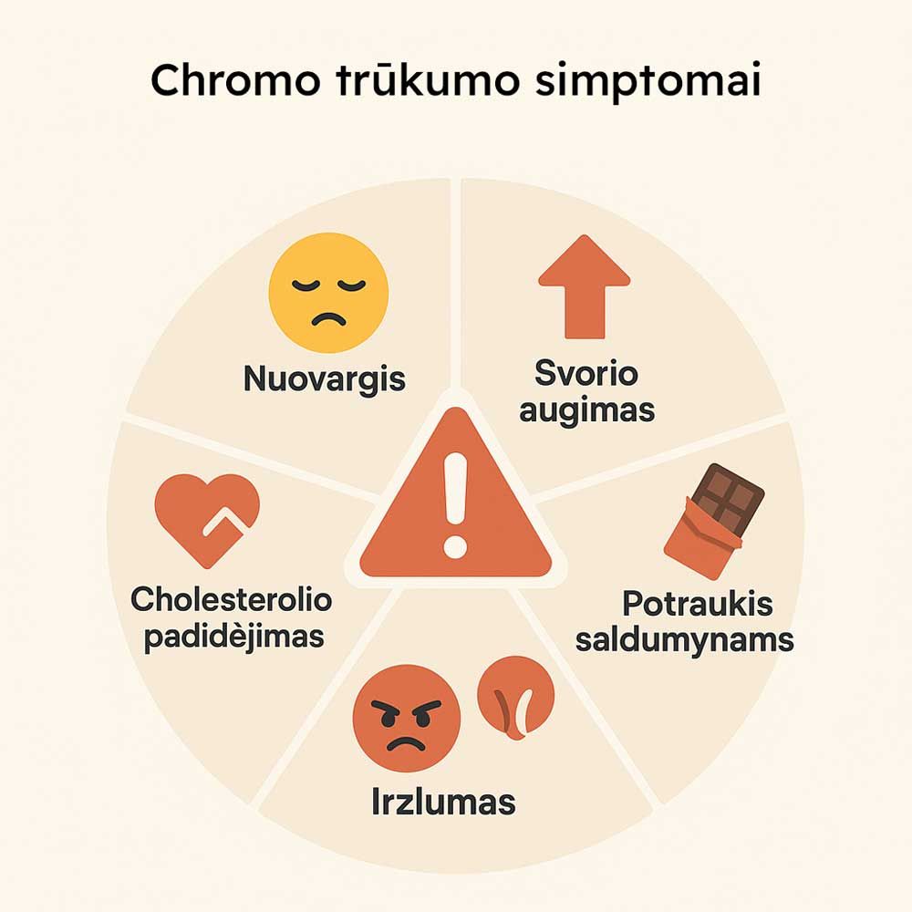 chromo trukumo simptomai
