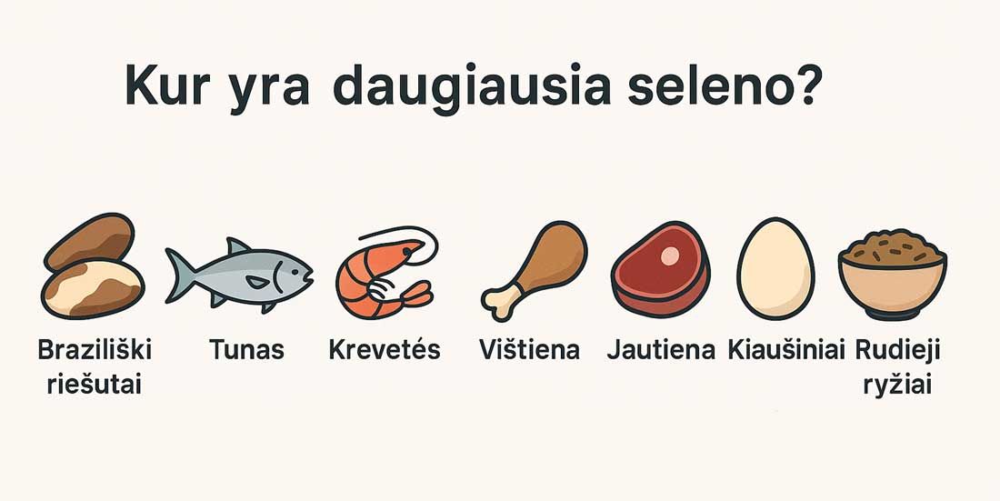 kur yra daugiausia seleno